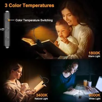 Gritin Rechargeable Book Light for Reading in Bed with 19 LED &Memory Function-Eye Caring 3 Color Temperatures,5 Brightness Levels,80 Hrs Runtime Flexible Goose Neck Clip on Light for Book Lovers