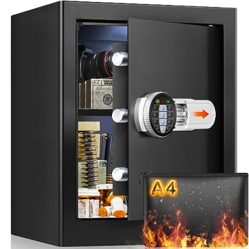 2.3 Cu ft Large Fireproof Safe Box Set For HOME USE, Anti-Theft Home Security Safe with Numeric Keyp...