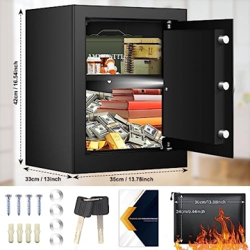 Fireproof Safe Box Set for Home with Numeric Keypad