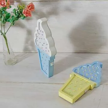 Ice cream Valentine Romance Atmosphere Light , Party Wedding Birthday Party Decoration Kids' Room Battery Operated LED Night Lights (Blue and White)