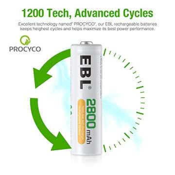 High Capacity EBL AA Batteries 2800mAh Rechargeable Pack