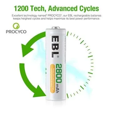High Capacity EBL AA Batteries 2800mAh Rechargeable Pack