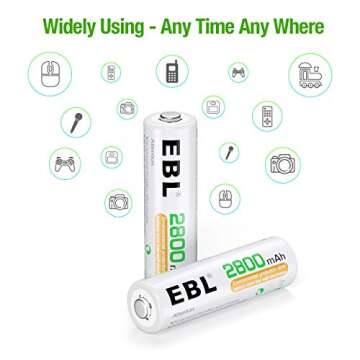 High Capacity EBL AA Batteries 2800mAh Rechargeable Pack