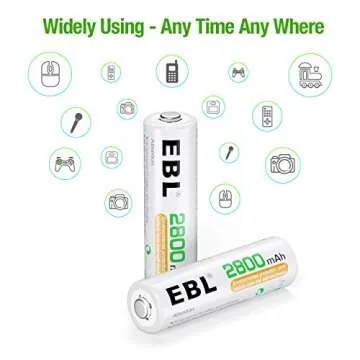 High Capacity EBL AA Batteries 2800mAh Rechargeable Pack