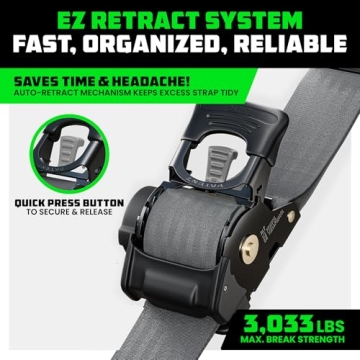 Premium Rhino USA Retractable Ratchet Straps (2-Pack) - Heavy Duty 10ft Tie Down for Cargo and More