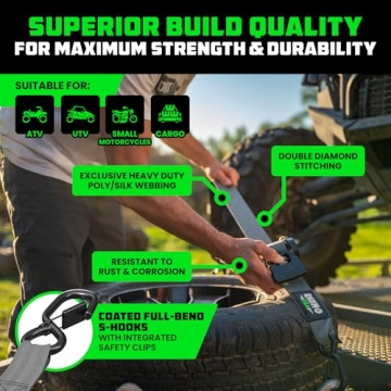 Rhino USA Retractable Ratchet Straps - 10 Feet - Heavy Duty Tie Downs