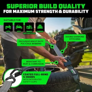 Rhino USA Retractable Ratchet Straps - 10 Feet - Heavy Duty Tie Downs