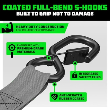 Rhino USA Retractable Ratchet Straps - 10 Feet - Heavy Duty Tie Downs