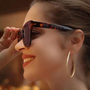 Dollger Retro Cat Eye Sunglasses Women Men Oversized Square Tortoise Shell Cateye Trendy Sunglasses Leopard