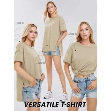 EXLURA Womens Summer Oversized T Shirts 2025 Casual Short Sleeve Loose Maternity Tops Crewneck Tunic...