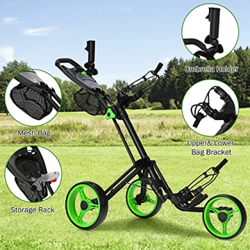 GYMAX Folding Golf Push Cart - Lightweight & Adjustable