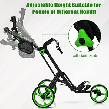 GYMAX Folding Golf Push Cart - Lightweight & Adjustable