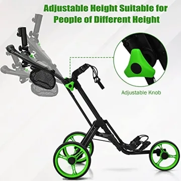 GYMAX Folding Golf Push Cart - Lightweight & Adjustable