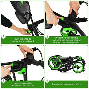 GYMAX Folding Golf Push Cart - Lightweight & Adjustable