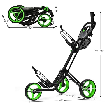 GYMAX Folding Golf Push Cart - Lightweight & Adjustable