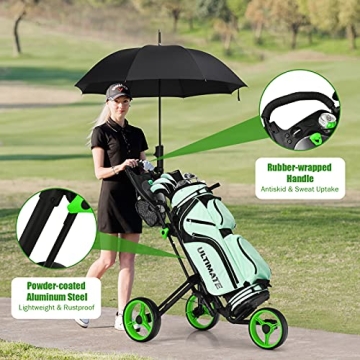 GYMAX Folding Golf Push Cart - Lightweight & Adjustable