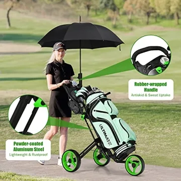 GYMAX Folding Golf Push Cart - Lightweight & Adjustable