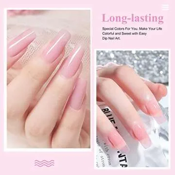 28g/Box Fine Dipping Powder French Manicure Clear Foundation,Pink, White Dip Powder Nails Starter Kit,Clear Pink