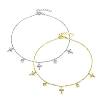 Giorgio Bergamo Gold Plated Cross Charm Anklet for Women