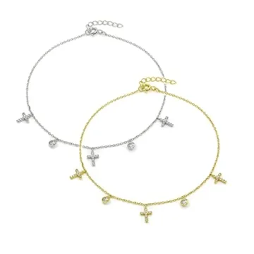 Giorgio Bergamo Gold Plated Cross Charm Anklet for Women