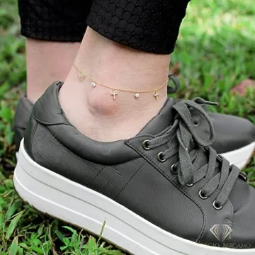 Giorgio Bergamo Gold Plated Cross Charm Anklet for Women