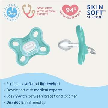 MAM Comfort Baby Pacifier, 100% Lightweight Silicone, Sterilizer Case, Unisex, 0-3 Months (Pack of 2...