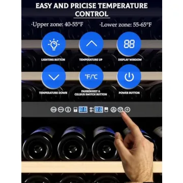 DEXSO 24 in Built In Wine Cooler Fridge -174 Bottles Wine Refrigerator Glass Door - 40-65°F Dual Zo...