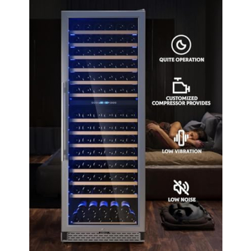 DEXSO 24 in Built In Wine Cooler Fridge -174 Bottles Wine Refrigerator Glass Door - 40-65°F Dual Zone Wine Fridge with Led Light and Lock - Bar, Bedroom, Kitchen, Livingroom,Under Counter