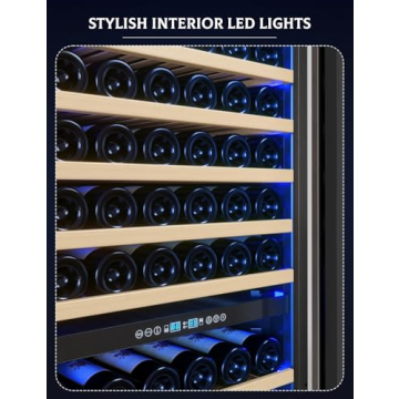 DEXSO 24 in Built In Wine Cooler Fridge -174 Bottles Wine Refrigerator Glass Door - 40-65°F Dual Zone Wine Fridge with Led Light and Lock - Bar, Bedroom, Kitchen, Livingroom,Under Counter