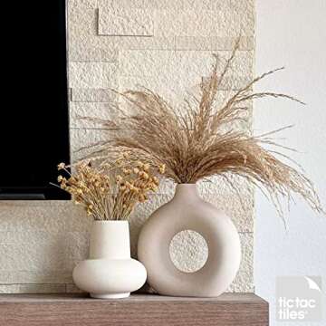 Tic Tac Tiles Peel and Stick Self Adhesive Removable Stick On Kitchen Backsplash Bathroom 3D Stone Tiles (12-Sheet) (Stone Beige)