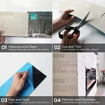 Tic Tac Tiles Peel and Stick Self Adhesive Removable Stick On Kitchen Backsplash Bathroom 3D Stone Tiles (12-Sheet) (Stone Beige)