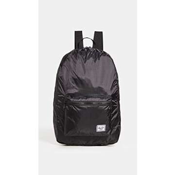 Herschel Packable Casual Daypack, Black/Black, 17.75" x 12.5", 24.5L