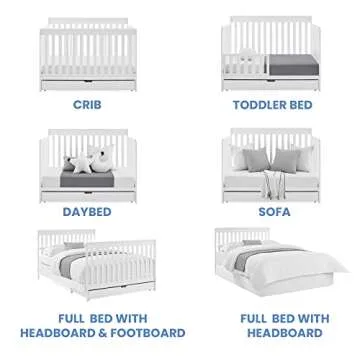 Delta Children Mercer 6-in-1 Convertible Crib with Storage Trundle, Greenguard Gold Certified, Bianca White