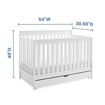 Delta Children Mercer 6-in-1 Convertible Crib with Storage Trundle, Greenguard Gold Certified, Bianca White