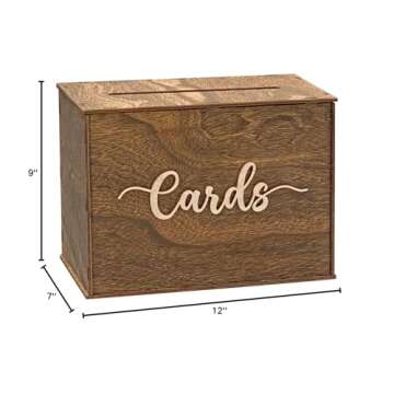 Cregugua Rustic Wooden Card Box for Weddings and Celebrations