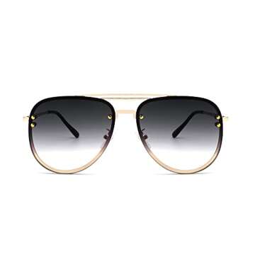 VIVIENFANG Small Aviator Sunglasses for Women, Flexible Faded Smoke Shade UV400 Protection Gold Sun Glasses 87247I