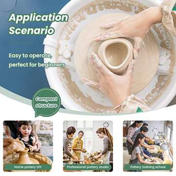 Huanyu Pottery Wheel Ceramic Machine 25 cm with Foot Pedal & LCD Screen, Electric Pottery Machine with Detachable Basin Art Clay DIY Sculpting Tool Kit