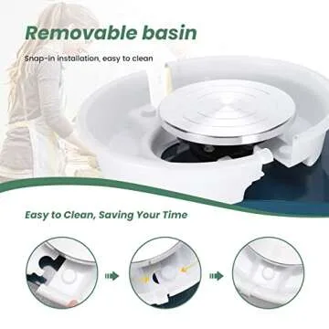 Huanyu Pottery Wheel Ceramic Machine 25 cm with Foot Pedal & LCD Screen, Electric Pottery Machine with Detachable Basin Art Clay DIY Sculpting Tool Kit