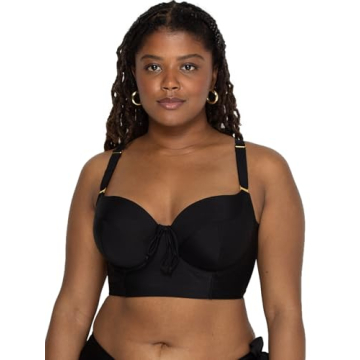 Stylish Smart & Sexy Women's Plus-size Long Lined Underwire Swim Top