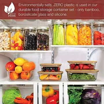 Glass Food Storage Containers with Eco Friendly, Sustainable Bamboo Lids, Set of 4. Plastic Free, BPA Free. Includes Bamboo Cutlery & Adjustable Wrap. Glass Bento Box Great for Meal Prep (assorted)