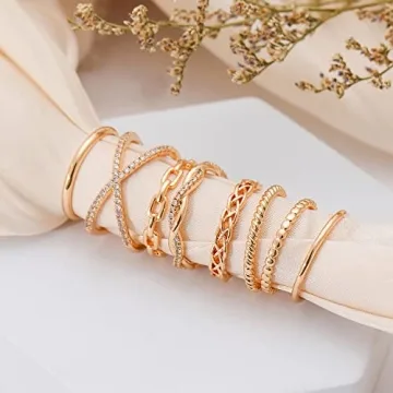 Stylish 14K Plated Gold Rings Set for Women