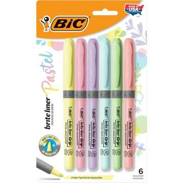 BIC Highlighter Set with Grip, Assorted Colors - 6 Pack