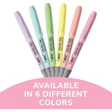 BIC Highlighter Set with Grip, Assorted Colors - 6 Pack
