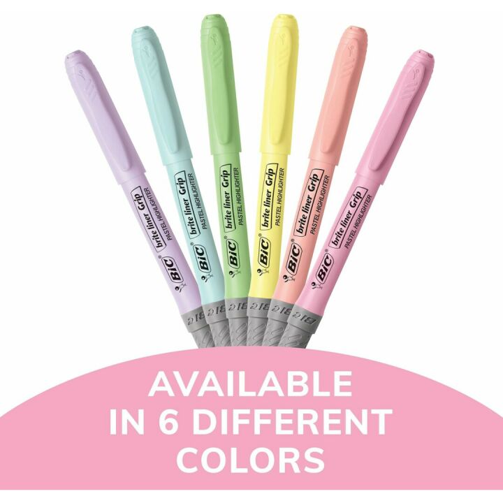 BIC Highlighter Set with Grip, Assorted Colors - 6 Pack