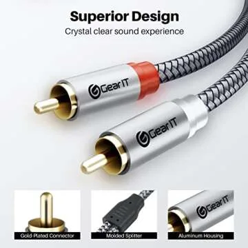 GearIT 15FT RCA Male to Male Stereo Audio Cable