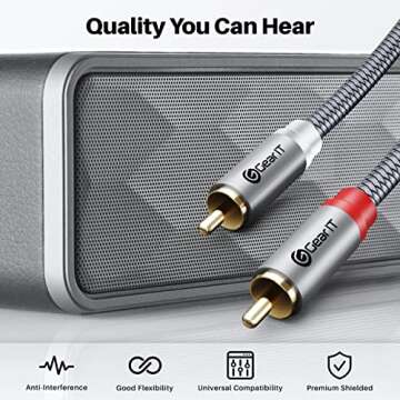 GearIT 15FT RCA Male to Male Stereo Audio Cable