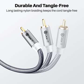 GearIT 15FT RCA Male to Male Stereo Audio Cable