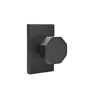 Emtek Satin Brass Privacy Set with Modern Octagon Knob