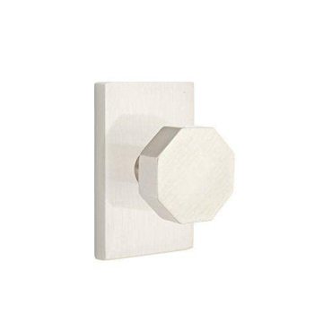 Emtek Satin Brass Privacy Set with Modern Octagon Knob