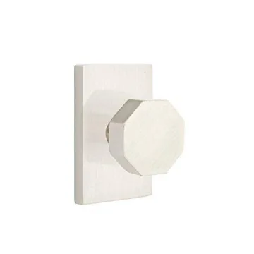 Emtek Satin Brass Privacy Set with Modern Octagon Knob
